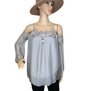 Chic Gray Women's Cold Shoulder Blouse
